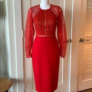 Catherine Deane red lace bodice gown size 2